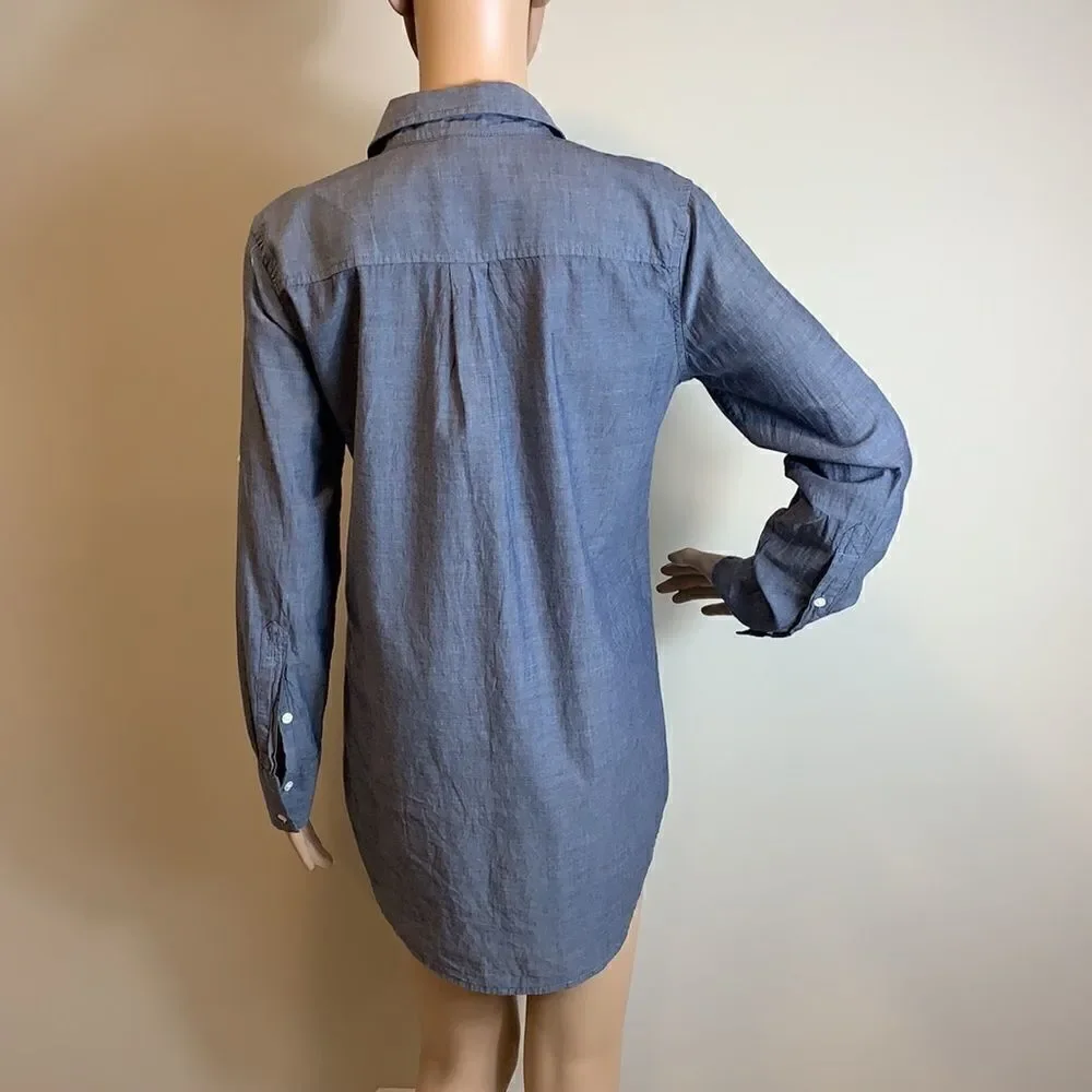 ❤️Last Chance J. Crew denim chambray half button tunic top size XS